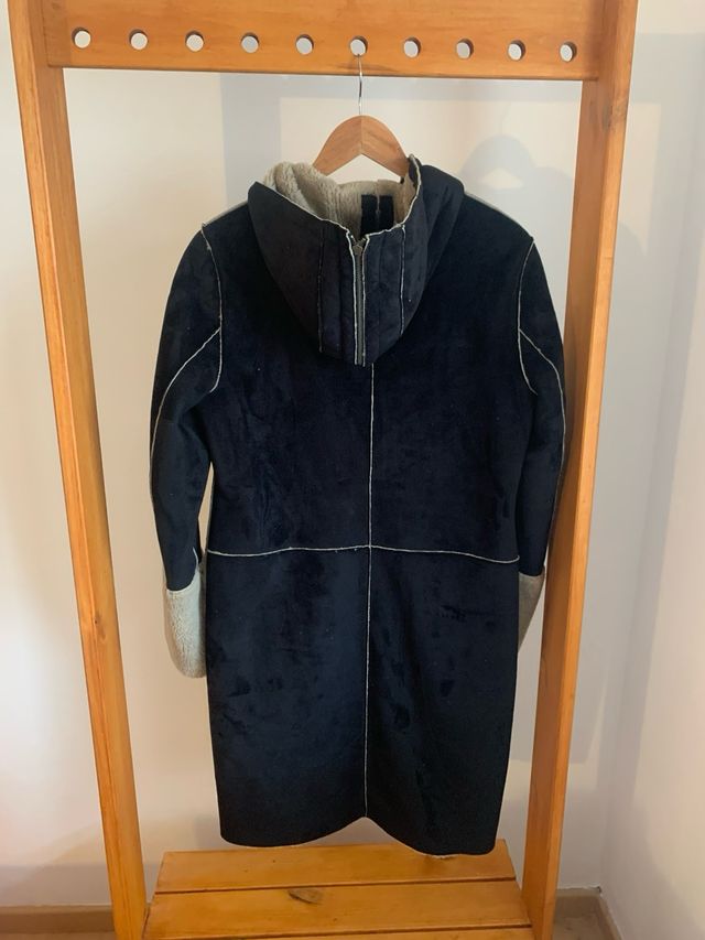 Abrigo Montgomery negro beige reversible