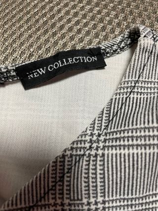 Vestido cuadros gris blanco