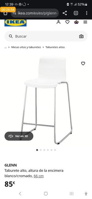 2 Taburetes IKEA Glenn blancos ideal cocina