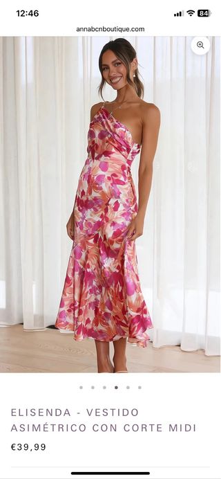 Vestido asimetrico floral rojo y rosa. sin estrena