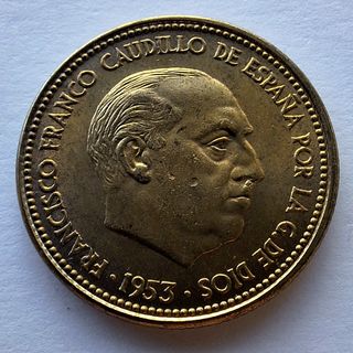 MONEDA 2,50 PESETAS 1953 ESTRELLA 54 1953*54 SC