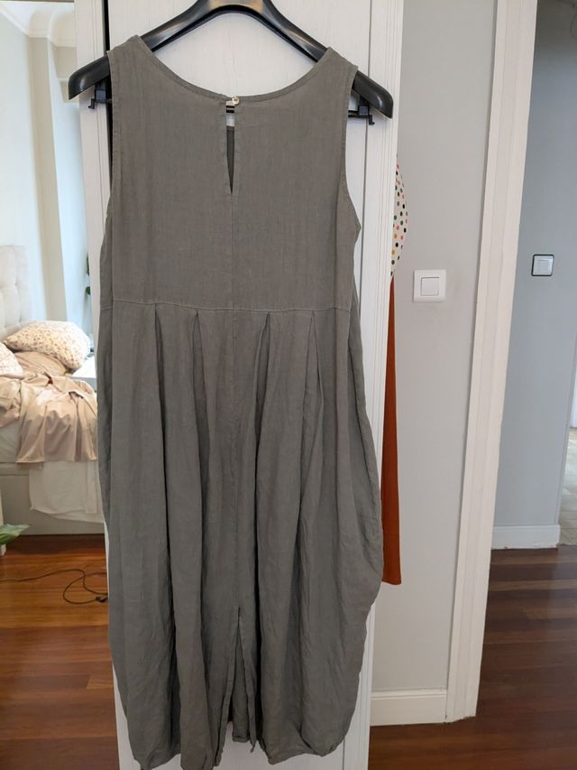 Vestido lino verde oliva