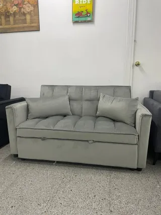 Sofá cama 2 plazas - terciopelo gris