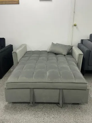 Sofá cama 2 plazas - terciopelo gris
