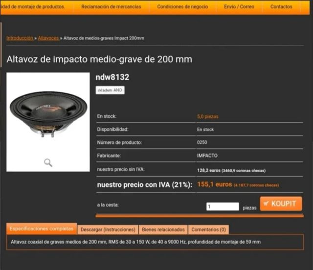 Altavoz IMPACT 8" - Negro