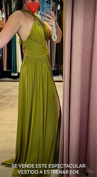 Vestido largo verde oliva fiesta