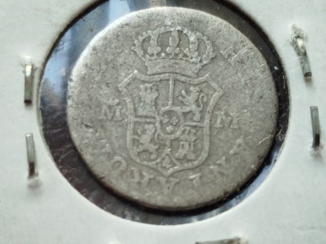 2 Monedas de  1/2 real de plata de Carlos III 