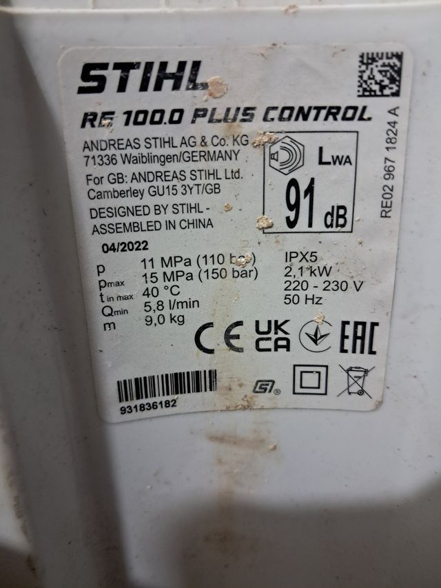 Hidrolimpiadora Stihl RE 100 PLUS