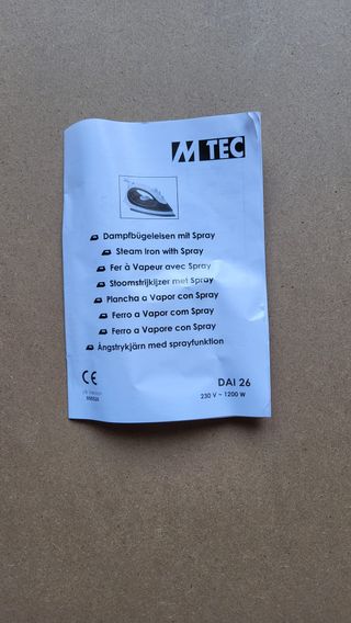 Plancha Mtec Vapor - ¡Como nueva! 1200W