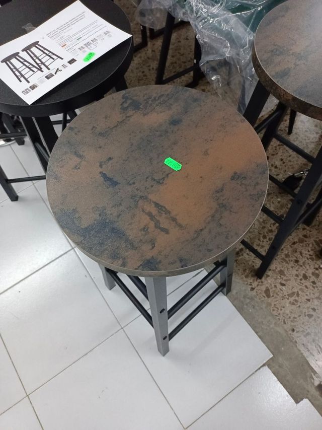 Taburete alto negro metal y madera