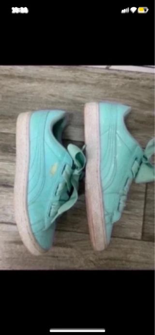Zapatillas Puma Basket turquesa con lazo
