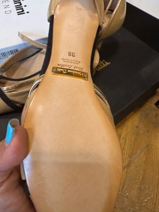 Zapato tacón Massimo Dutti beige-negro