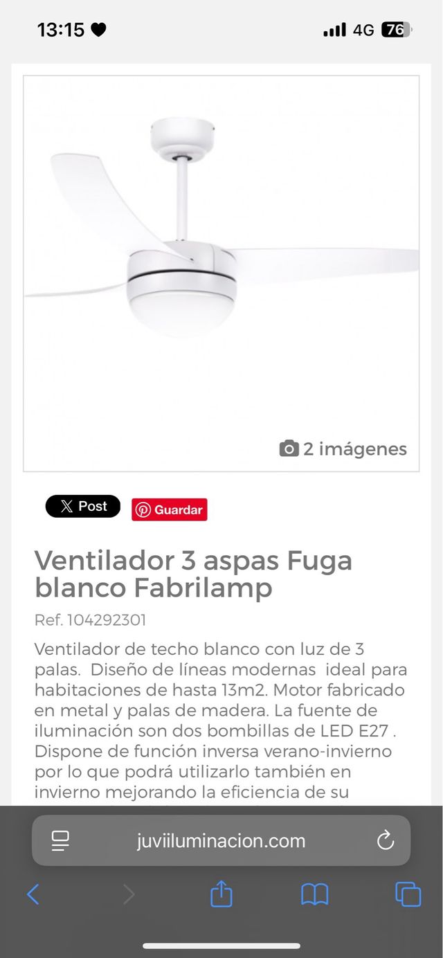 Ventilatore da soffitto bianco - Moderno