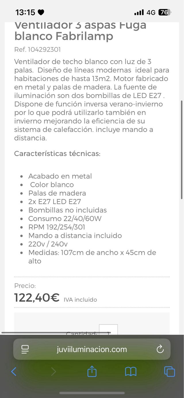 Ventilatore da soffitto bianco - Moderno