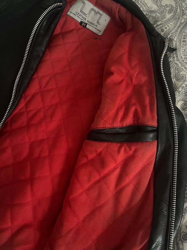 Cazadora cuero negra Leather Monkeys talla S