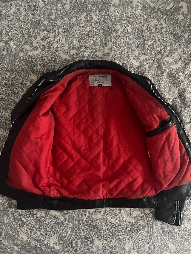 Cazadora cuero negra Leather Monkeys talla S