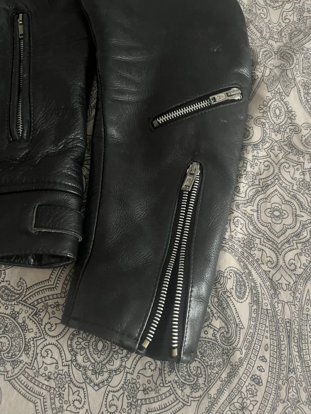 Cazadora cuero negra Leather Monkeys talla S