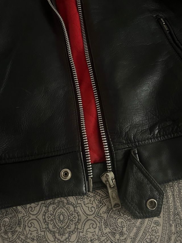 Cazadora cuero negra Leather Monkeys talla S