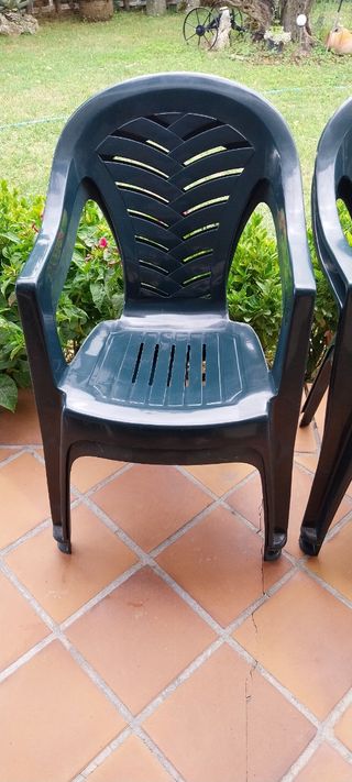 6 Sillas terraza - Plástico PVC verde oliva