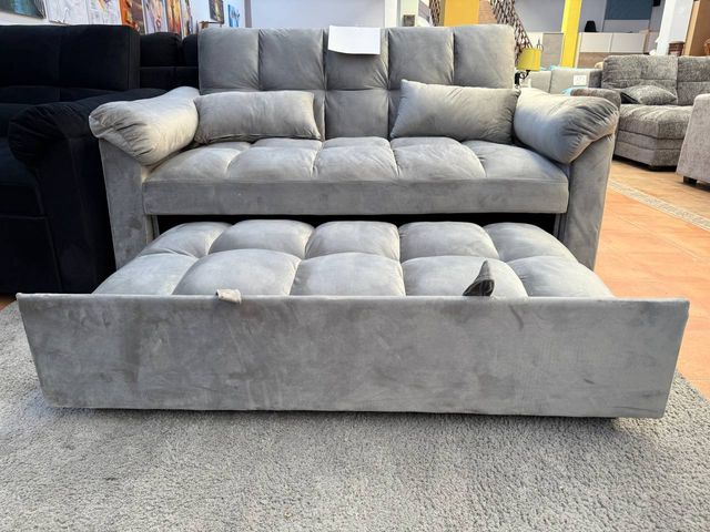 Sofá cama terciopelo gris