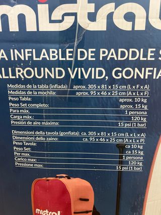 Tabla Paddle Surf Mistral Vivid Inflable