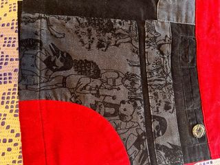 Mini Falda Desigual negra-roja.Algodòn