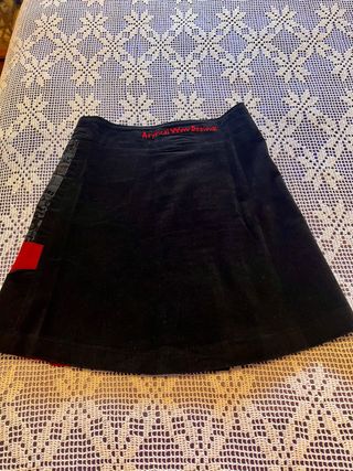 Mini Falda Desigual negra-roja.Algodòn