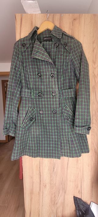 Gabardina cuadros verde-negro