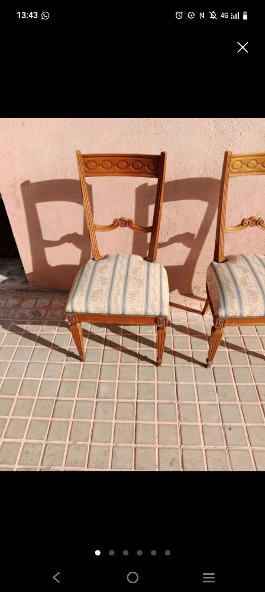 4 sedie in legno - beige, gambe dorate