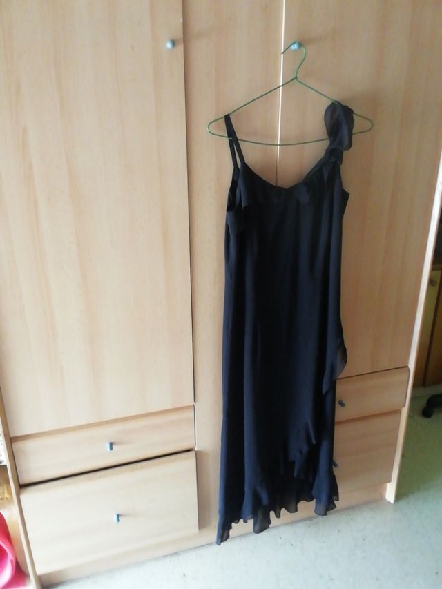 Vestido Negro Gasa Fiesta