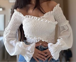 Blusa blanca manga larga - boho