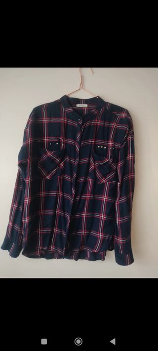 Camisa cuadros azul marino-rojo