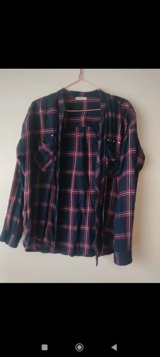 Camisa cuadros azul marino-rojo