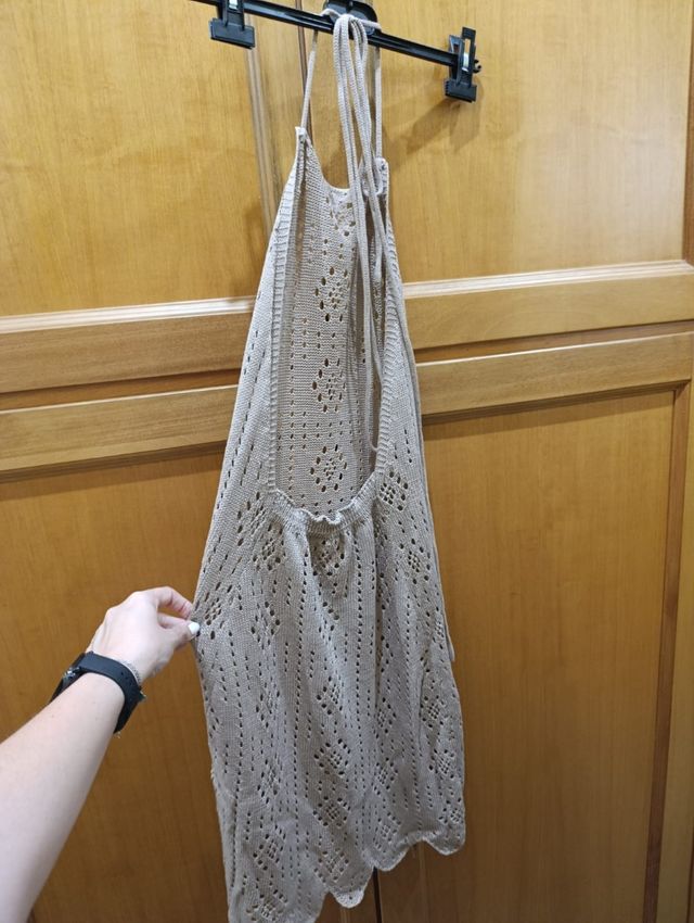 Vestito uncinetto beige