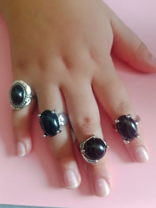3 Anillos piedra negra, se vende por unidad