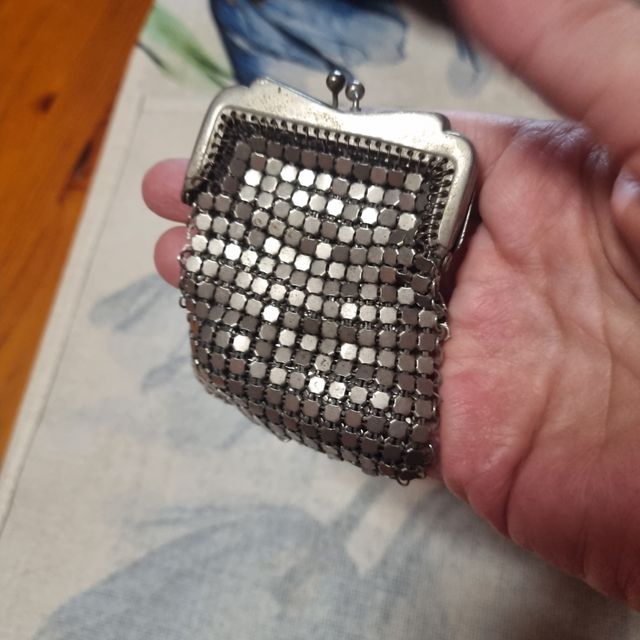 Bolsa de malha metálica Art Deco antiga 