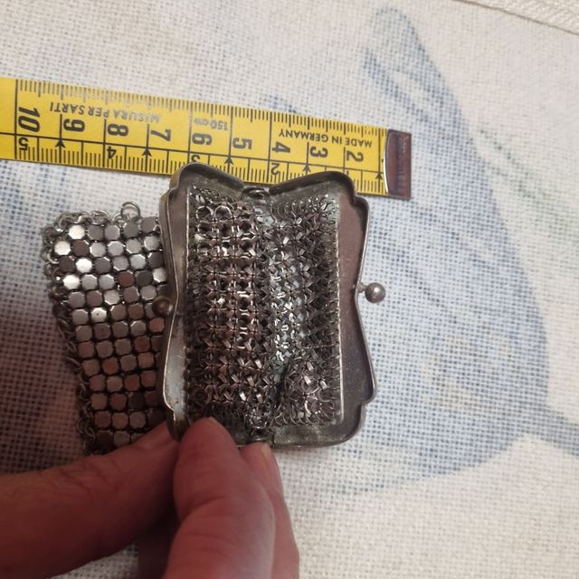 Bolsa de malha metálica Art Deco antiga 