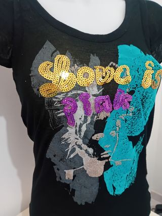 Canotta Desigual nera con paillettes