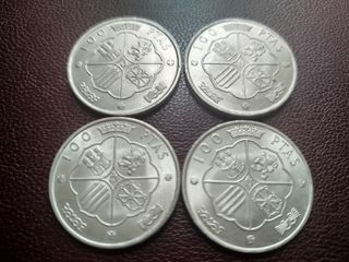 4 Monedas 100 Ptas España 1966