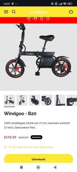 Bicicleta eléctrica plegable Windgoo B20