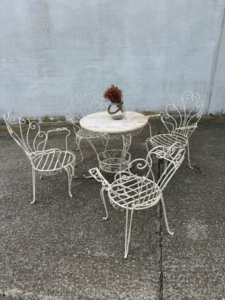 Conjunto jardín hierro forjado blanco