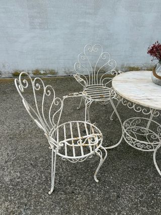 Conjunto jardín hierro forjado blanco