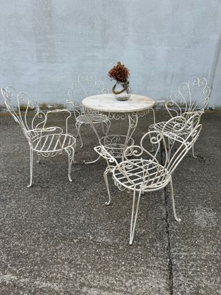 Conjunto jardín hierro forjado blanco