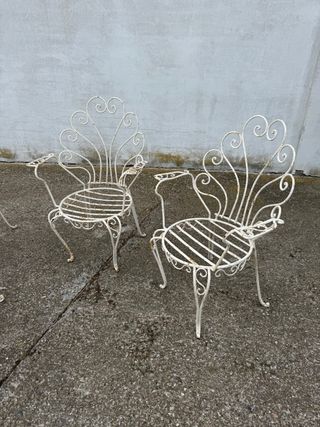 Conjunto jardín hierro forjado blanco