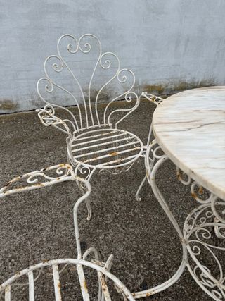 Conjunto jardín hierro forjado blanco