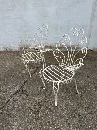 Conjunto jardín hierro forjado blanco