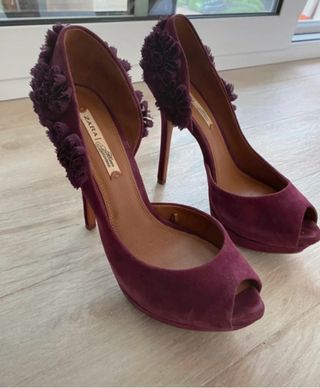 Scarpe Zara tacco 41 borgogna in suede