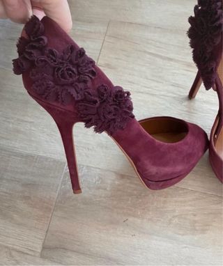 Scarpe Zara tacco 41 borgogna in suede