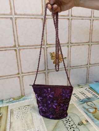 Borsetta LEOPARD viola -  raso paillettes