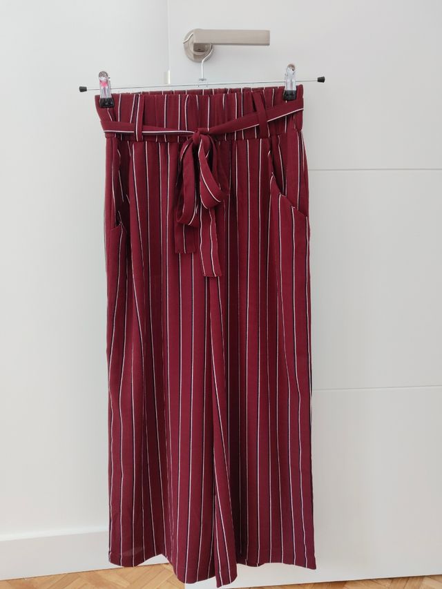 Pantalón Culotte Rayas granate